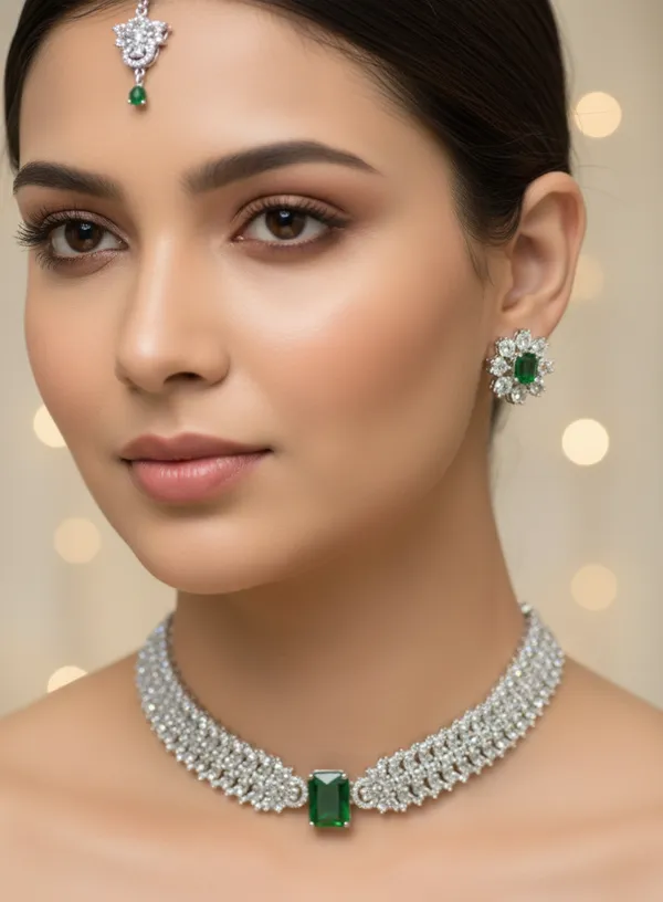 Green_Brass_Necklace_Set_For_Women